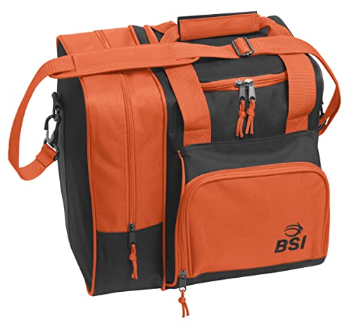 BSI Deluxe Single Ball Tote Bowling Bag with Shoe Compartment & Accessory Storage - color: Orange