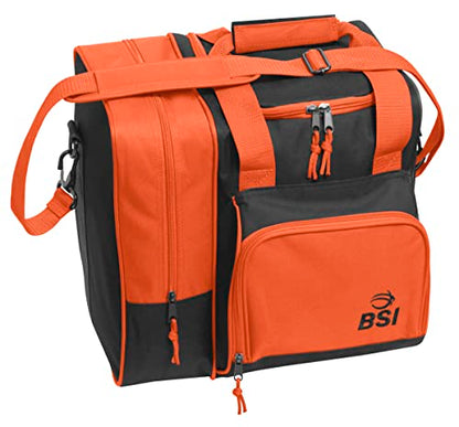 BSI Deluxe Single Ball Tote Bowling Bag with Shoe Compartment & Accessory Storage - color: Orange