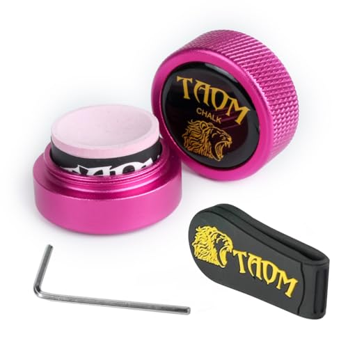 TAOM Pool Chalk Holder Round Shaped Practical Tool Billiards Accessories Magnetic Mini Chalk Tip Case Container Round Box Billiards - color: 4-Pink with Pyro Pink Chalk and Clip