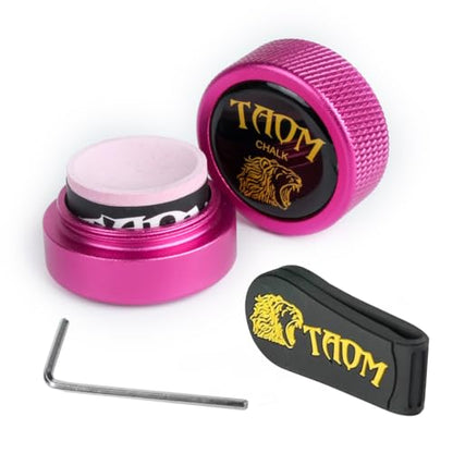 TAOM Pool Chalk Holder Round Shaped Practical Tool Billiards Accessories Magnetic Mini Chalk Tip Case Container Round Box Billiards - color: 4-Pink with Pyro Pink Chalk and Clip