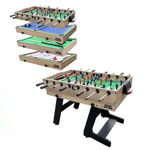 KICK Quatro 55" 4-in-1 Foldable Multi Game Table – Foosball, Billiards/Pool, Push Hockey & Ping Pong - color: Brown