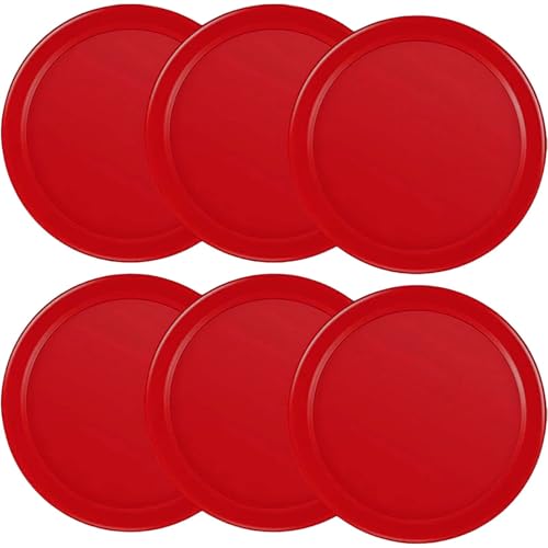 1/4 Inches Air Hockey Pucks 6 Pack Full Size Heavy Replacement Pucks for Game Tables Equipment Accessories - color: Red