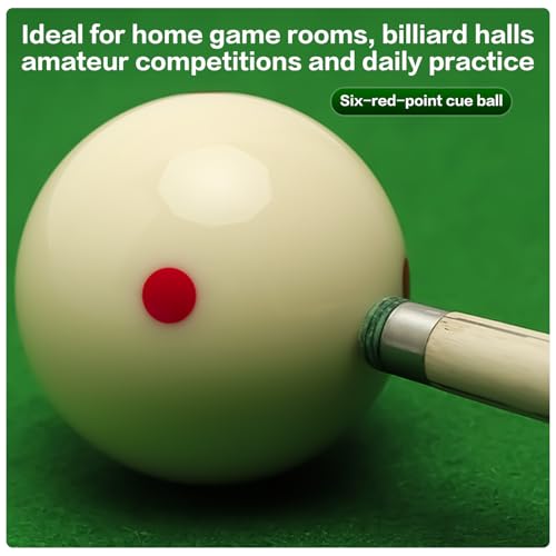 2-1/4" Pro Training Cue Ball, 6 Red Dots Tournament Grade | White high-impact resin billiard cue ball, tournament standard for pool practice and 8-ball training