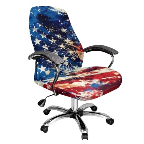 Office Chair Cover America 250th Birthday, Stretch Computer Desk Chair Slipcover Universal Executive Boss Chair Cover Anti-Dust Removable Rotating Slipcover - color: America 250th Birthday, size: Large