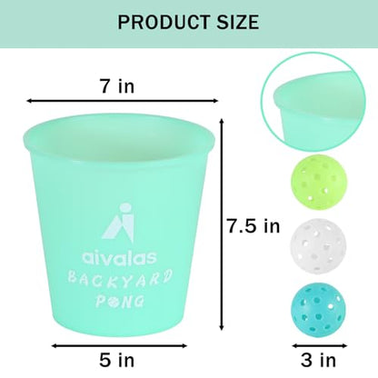Aivalas Yard Pong Outdoor Games Glow Set in Dark for Adults,Family and Kids,Giant Yard Pong for Beach,Camping,Lawn,Backyard and Yard Parties,with Buckets, Balls and Carrying Bag