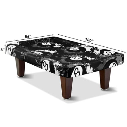 MABOZOO 8 Ball Pattern Billiard Pool Table Cover, Waterproof and Tearproof Snooker Table Cover for PoolTable, Indoor/Outdoor Pootable Accessories for Protecting Felt