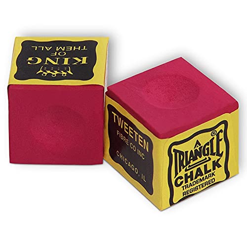 Triangle Billiard Pool Cue Chalk - 1 Dozen - Made in The USA + 2 pcs of Quality Billiard Pool Table Spots by Tweeten Fibre Co. - color: Red