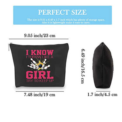 GJTIM Bowling Gift Bowling Lover Cosmetic Bag Bowling Travel Zipper Pouch for Bowling Team (Keep Up Bowling Bag)