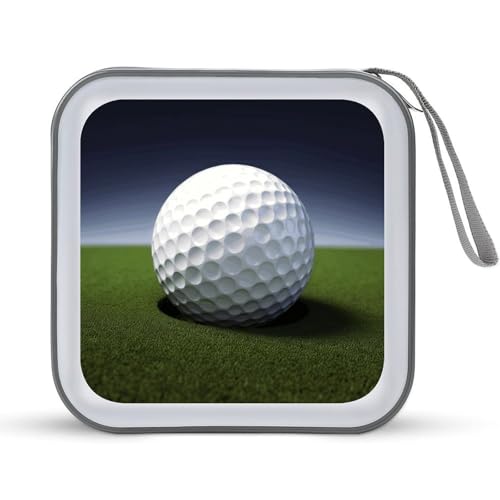 Golf Ball CD Case 40 Capacity DVD Case with Zipper Disc Storage Organizer Portable CD Holder Storage Hard Plastic DVD Wallet Holder Organizer for Home Car Travel