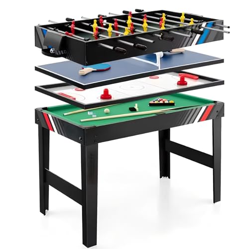 4-in-1 Multi-Functional Combo Game Table, Includes Soccer, Billiards, Ice Hockey Table Tennis, Wear-Resistant Indoor Multi-Game Desktop Set, Perfect for Family Gatherings Friend Entertainment