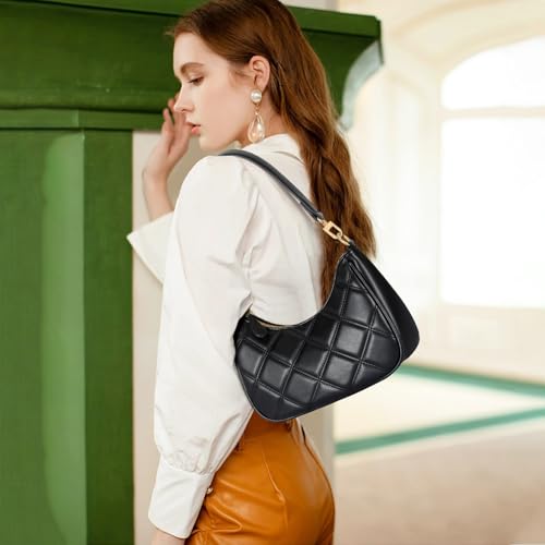 KKXIU Shoulder Bag for Women Cute Hobo Purses and Handbags Retro Clutch Underarm Purse | Cute - color: Qblack