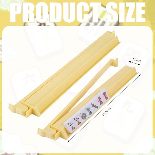 4 Pcs 18.7 Inch Creamy Yellow Acrylic Mahjong Tile Racks with Pushers for Game Night American Mahjong Racks Tile Set for Mah Jong Lovers and Beginners - color: Creamy Yellow