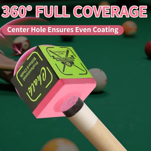 10A Nano Pool Cue Chalk: Professional Billiard Cue Chalk with Low Dust, Reduces Miscues Billiard Pool Table Accessories for Tournament & Home Use (12/36 Cubes, Blue/Teal/Red) - color: Pink Red