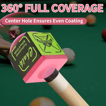 10A Nano Pool Cue Chalk: Professional Billiard Cue Chalk with Low Dust, Reduces Miscues Billiard Pool Table Accessories for Tournament & Home Use (12/36 Cubes, Blue/Teal/Red) - color: Pink Red