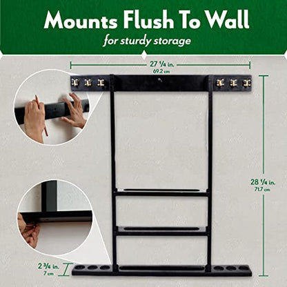 Pool Cue Rack - Billiard Pool Stick and Ball Holder Only - 100% Wood Wall Mount Holds 6 Cues and 16 Balls - Pool Table Accessories, Mahogany