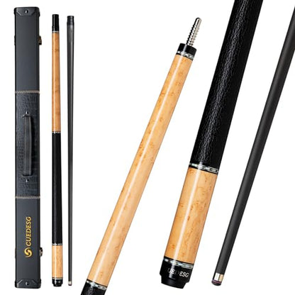 Carbon Fiber Pool Cue Stick 10.5mm/11.8mm/12.5mm,Low Deflection Pool Stick with Rare Wood Butt,Professional Cue Stick with Box Case - color: Bird Eye_Natural Colour_10.5mm
