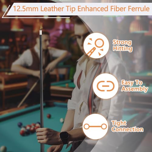 Glass Fiber Pool Cue Stick with Case Combo Set, 12.5mm Professional Pool Stick 58" Low Deflection Billiards Cue Stick 19 Oz Pool Cue Set for Men Adults Players - color: Black3