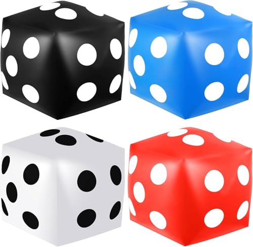 4 Pieces Jumbo Inflatable Dice 19.7 Inch Giant Inflatable Dice Multicolor Large Fun Game Toy for Indoor Outdoor Lawn Swimming Pool Party Board Game (White, Black, Blue, Red) - color: Black, Red, Blue, White