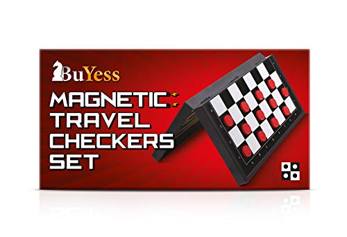 Magnetic Checkers Board Game and Magnetic Checker Pieces, 9.8 x 9.8 inches Mini Portable Travel Set