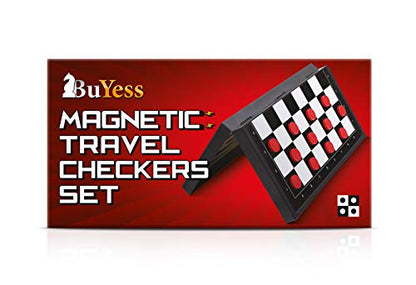 Magnetic Checkers Board Game and Magnetic Checker Pieces, 9.8 x 9.8 inches Mini Portable Travel Set