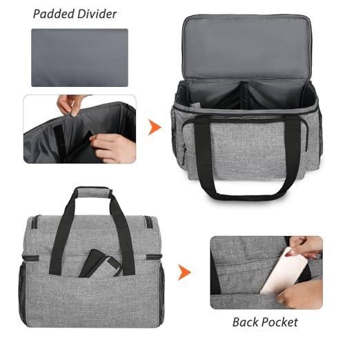 LARIPOP 2 Ball Bowling Bag Double Bowling Ball Carrier with Padded Holder, Shoe Compartment for Men Women Bowling League & Tournament - color: Grey