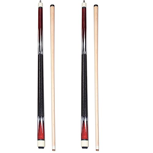 TGA Sports Pool Cues 2-Piece 58 Inch Billiard Cue Sticks 13mm Hard Tip Canadian Maple Cues Set of 2