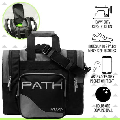 Pyramid Path Pro Deluxe Single Bowling Ball Tote - Holds One Ball, One Pair Shoes Up to Mens 15 - color: Silver