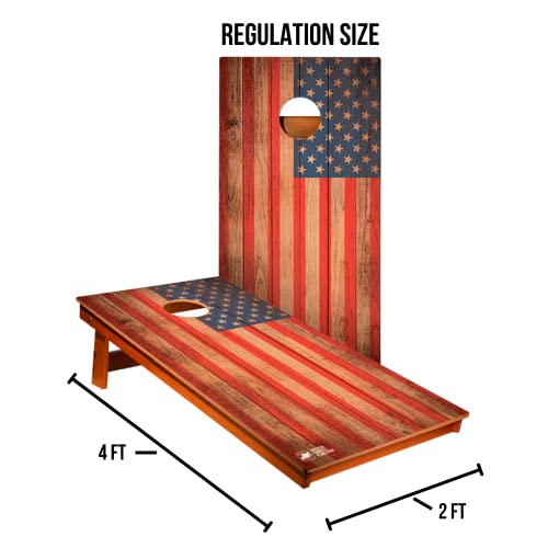 ACA American Cornhole Association Recreational Boards Regulation Backyard 2ft x 4ft - color: Distressed Wood Flag
