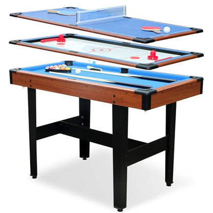 Rovibek 48" Multi Game Table Includes All Accessories, 3 in-1 Combo Game Table with Air Hockey, Pool Billiards, Ping Pong, Tabletop Games for Teens Adults Family Game Room