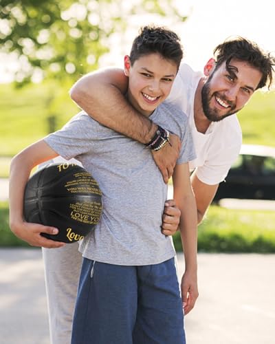 KAAYEE Engraved Basketball for Grandson, Engraved Basketball for Son from Mom Dad, Personalized 29.5" Basketballs Gifts, Custom Christmas Birthday Graduation Back to School Gift for Son from Mom Dad - color: Black-Dad to Son