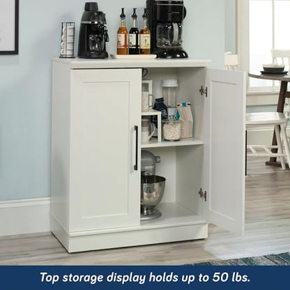 HomePlus Small Kitchen Pantry Storage Cabinet with Adjustable Shelves, Living Room Storage Cabinet, Soft White Finish - color: White