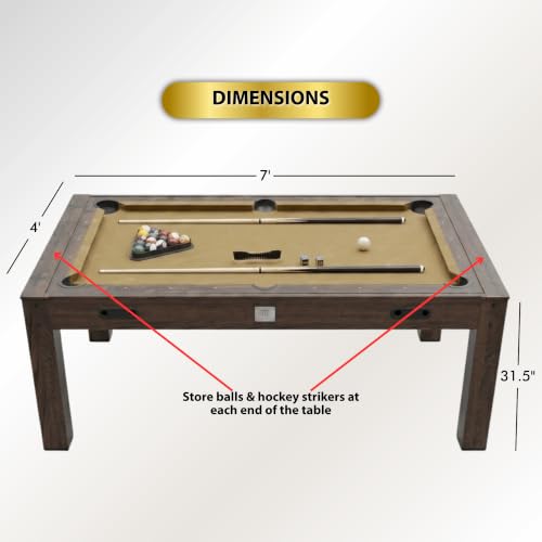 7ft Multi Game Table 4 in 1 Pool Table Ping Pong Table Air Hockey Combo Game Table Includes All Accessories for Game Room & Family - color: Espresso