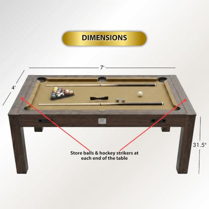 7ft Multi Game Table 4 in 1 Pool Table Ping Pong Table Air Hockey Combo Game Table Includes All Accessories for Game Room & Family - color: Espresso
