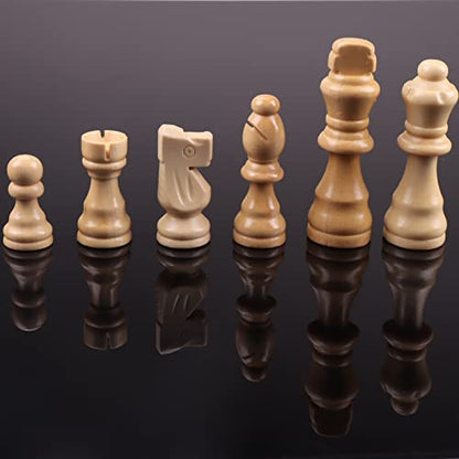 ziphia Wooden Chess Pieces Only, 32 Pieses Standard Tournamen Staunton Wood Chessmen - 3.05 Inch King / Storage Bag / Gift Package Replacement of Missing Piece