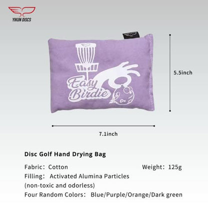 Yikun Disc Golf Grip Bag, Sweat Absorber Dry Hand Pouch, Essential Disc Golf Accessories, Substitute Chalk Bag with Active Aluminum Oxide Granules for Moisture Control(Random Color)