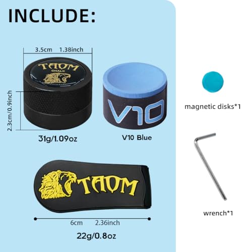 TAOM Pool Chalk Holder Round Shaped Practical Tool Billiards Accessories Magnetic Mini Chalk Tip Case Container Round Box Billiards - color: 4-Black with V10 Blue Chalk and Clip