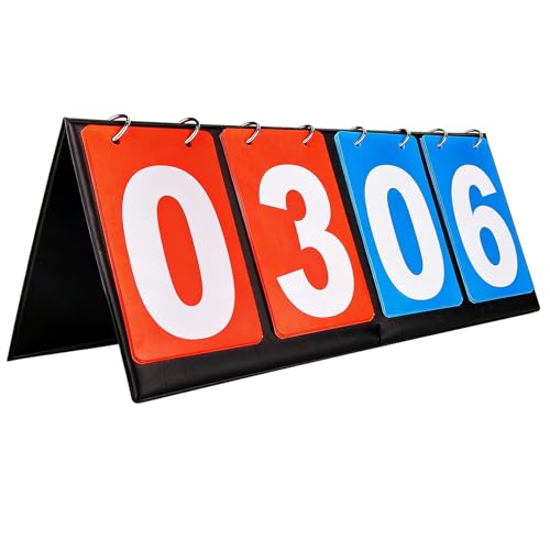 Portable Desktop Flip Scoreboard, Waterproof 4-Digit Scoreboard, Flipper, Suitable for Basketball, Football, Tennis, Volleyball, Table Tennis, Multiple Sports and Outdoor Scoring