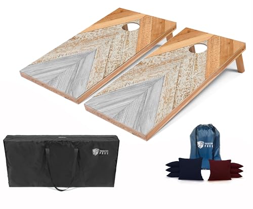 Tailgating Pros Lightweight Regulation Cornhole Boards – 2x4 ft, Portable & Durable with Bright, Fun Printed Designs – Outdoor Game Set for Backyard, Tailgating & Beach - color: Light Chevron