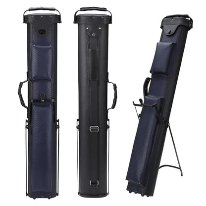 2x4 Pool Cue Case, Hard Pool Cue Case, Billiard Cue Case with Stand, Billiards Accessories Holds 2 Cue Butt and 4 Cue Shafts - color: Black+blue