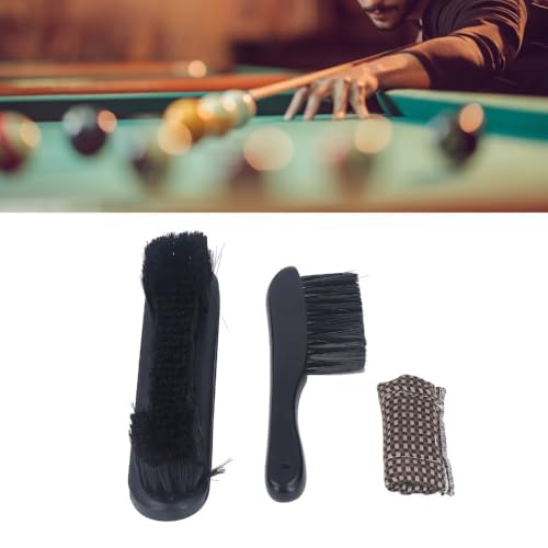 Wooden Billiards Pool Table Brush Set - Wood Handle Rail & Felt Cleaner with Soft Nylon Burshes for Home, Bar & Game Rooms - color: Black