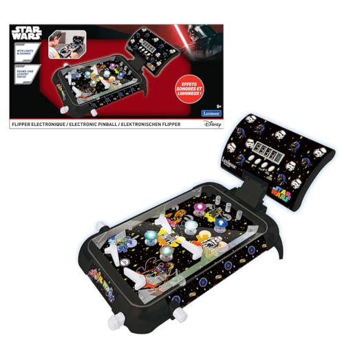 Lexibook, Star Wars, Electronic Table Pinball, Digital Score with LED Screen, Sound & Light Effects, 4 Flippers, Star Wars Design, Black, JG610SW