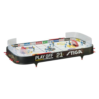 STIGA Table-Top Rod Hockey Game Play Off 21 – Classic Ice Hockey Action with Enhanced Features, Easy Assembly, Includes 2 Pucks – Fun for All Ages - color: Black/White