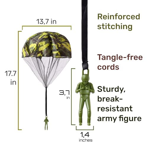 NUTTY TOYS Army Parachute Toys for Kids - Tangle Free Outdoor Flying Parachute Men, Best Small Outside Toys for 4 5 6 7 8 9 10 11 12 Year Old, Top Christmas Stocking Stuffers Idea 2026 Unique Boy Gift - style: Army