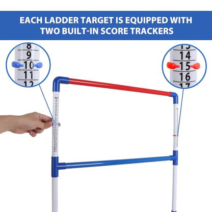 GSE Games & Sports Expert Premium Plastic Ladder Ball Toss Game Set with 6 Bolas & Carrying Bag, Portable Outdoor Games for Backyard, Lawn, Beach, Camping, Tailgate Party with Family, Friends - style: Plastic Ladder Toss Game Set