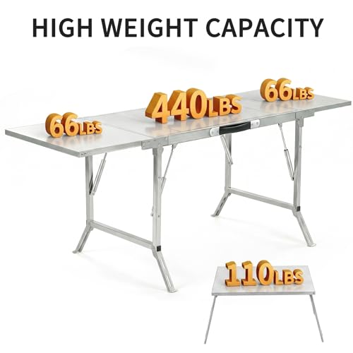 Folding Table IGT Camping Table, Portable Outdoor IGT Cook System, Stainless Steel Camp Table with Carry Bag for Car Camping Picnic RV Trip Patio Backyard BBQ