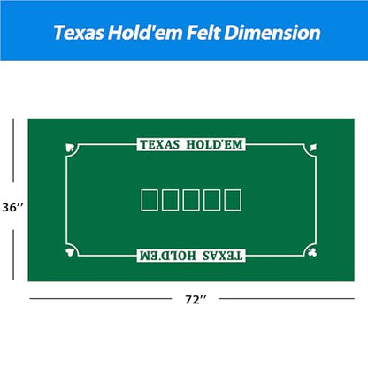 GSE Games & Sports Expert 36" x 72" Casino Layout Felt, Professional Casino Tabletop Mat for Parties, Casino Poker Game Night - style: Texas Hold'em Poker