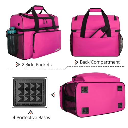 Goloni 2 Balls Bowling Bag with Ball Holder - Fits Bowling Shoes Up to Mens Size 16 and Accessories - color: Pink