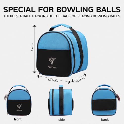 Compact Single Bowling Ball Tote Bag for Spare Ball, Lightweight One-Ball Bowling Bag with Built-In Ball Holder, Easy Carry Handle, Durable for Practice & League Play - color: Blue