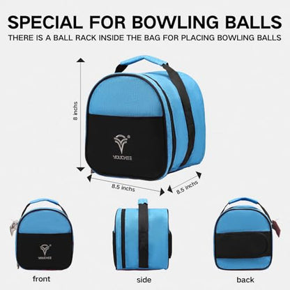 Compact Single Bowling Ball Tote Bag for Spare Ball, Lightweight One-Ball Bowling Bag with Built-In Ball Holder, Easy Carry Handle, Durable for Practice & League Play - color: Blue