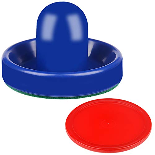 ONE250 Air Hockey Pushers and Red Air Hockey Pucks, Goal Handles Paddles Replacement Accessories for Game Tables (4 Striker, 4 Puck Pack) - color: Blue
